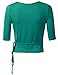 Doublju Deep V-Neck Fitted Surplice Wrap Crop Top (Plus size available) PEACOCKGREEN MEDIUM