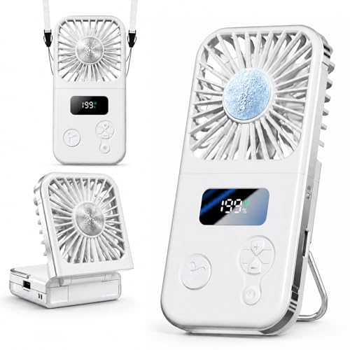 SINOTE'CA Portable Cooling Fan Foldable USB Rechargeable 5 Speed Levels Neck Table Fan with Power Bank Function