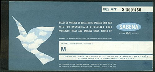 Sabena Belgian World Airlines airline ticket used 1969 BDL-DC-Richmond