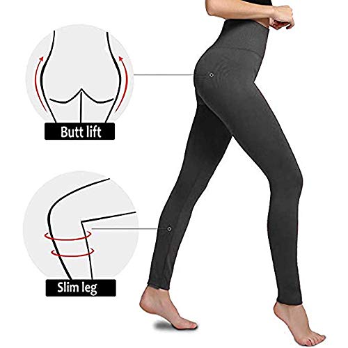 Womens High Waisted Leggings for Women-Tummy Control and Elastic Opaque Slim Pants-One/Plus Size 20+ Design (7 Pack Black2,Navy,Olive,Grey,Vintage Violet,Red, One Size(US 2-12)) - Thumbnail 5