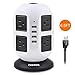 Power Strip Tower - EVAIKON Extension Cord with 8 Outlet 4 USB Ports 3000W/13A Surge Protector Electric Charging Station +6.5FT Wire Universal Socket for Home Office