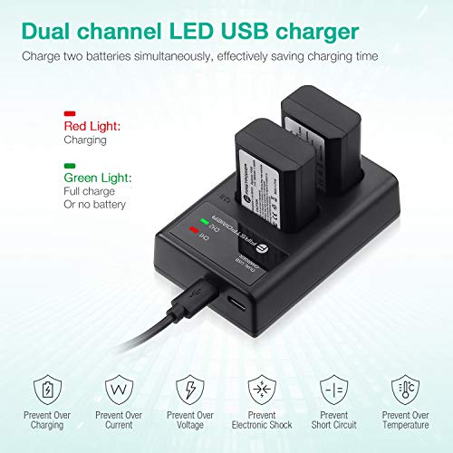 FirstPower NPFW50 Battery 2Pack and USB Dual Charger Compatible with