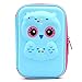 JUJIN Cute Owl Face Hardtop EVA Pencil Case Big Pencil Box With Compartment For Kids (Light Blue)…
