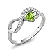 Gem Stone King 925 Sterling Silver Green Peridot Infinity Ring For Women (0.39 Cttw, Heart Shape 4MM, Gemstone August Birthstone, Available in Size 5,6,7,8,9)