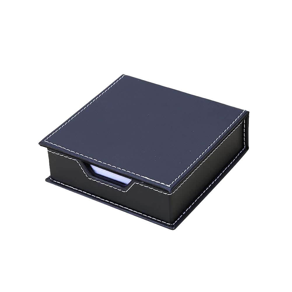 FSSTUD PU Leather Sticky Note Holder Notepad Memo Paper Storage Box Mini Items Dispenser Case Desktop Name Card Holder Organizer with Lid Cover for Office Home Black