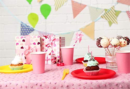 AOFOTO 5x3ft Polyester Birthday Background Ice Cream Cups Pink Tablecloth Gifts Blurry Buttings Paper Balloons Photography Backdrop Children's Day Celebration Girl Little Princess Birthday Party