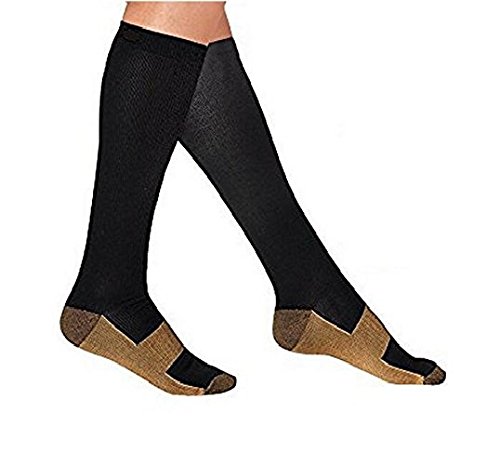 Copper Compression Socks Travel Knee High Varicose Veins Stocking (Small/Medium)
