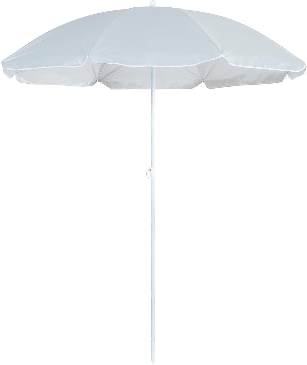 Harbour Housewares Metal Beach Parasol 1.8M x 2M Grey UPF50+ UV Cover