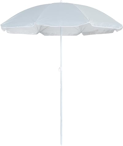 Harbour Housewares Metal Beach Parasol 1.8M x 2M Grey UPF50+ UV Cover