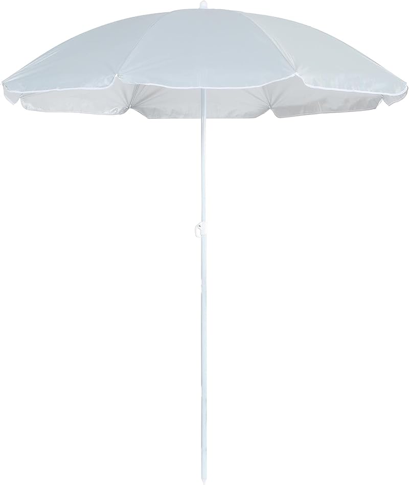 Harbour Housewares Metal Beach Parasol 1.8M x 2M Grey UPF50+ UV Cover
