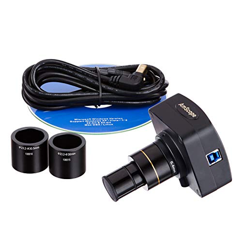 AmScope SM-4TZ-144-5MT Trinocular Stereo Microscope, WF10x Eyepieces, 3.5X-90X Magnification, 0.7X-4.5X Objective Power, 0.5X and 2.0X Barlow Lenses, 144-Bulb Ring-Style LED Light Source, Double-Arm Boom Stand, 110-240V, Includes 5MP Camera and Software