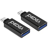 ICHECKEY USB C Adapter Type C Male to USB A 3.0 Female Connector with 56K Ohm Resistance for Data Syncing and Charging 2 Pack