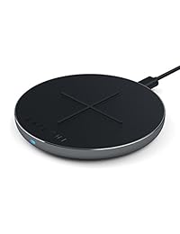 Satechi qi certified aluminio Cargador inalámbrico y USB 3.0 Hub con carga rápida para iPhone X, iPhone 8 plus 8   Adaptador de CA se vende por separado, Gris espacial