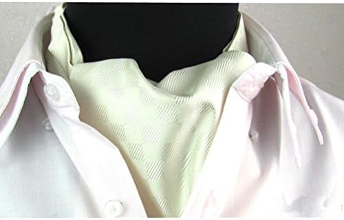 Man’s Smart Silk Cravat Ascot Tie with Stylish Ornamental Leaf Brooch