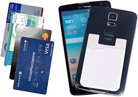 Sticky Smart Wallet, Silicone credit card/ ID holder adheres to the back of smart phone or case (White)