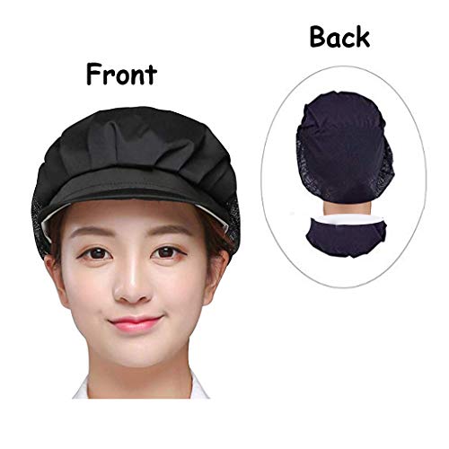 Jahome Women Mesh Industrial Anti-Dust Workshop Hats Kitchen Canteen Food Hat Chef Hair Net (Black2 pcs) - Thumbnail 3