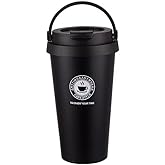 FRAGSCEN 16 OZ Insulated Coffee Mug, Travel Coffee Mug with Leakproof Lid, Coffee Tumbler with Handle, 304 Stainless Steel Mug, Double Walled Vacuum Insulated Mug, Black
