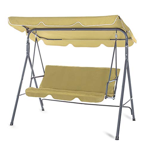 Strattore Hollywoodschaukel Gartenliege Schaukelbank 3-Sitzer mit Sonnendach Gartenschaukel - Olive