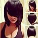 MARIAN Synthetic Hair Short Straight Bob Wig for Women Jet Black with Side Bangs + a Free Wig Cap