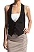 TheMogan Women's V-Neck Satin Back Button Up Tuxedo Vest Black 3XL
