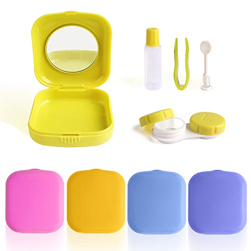 Cute Pocket Mini Contact Lens Case Travel Kit Easy Carry Mirror Container Holder Light Blue - Thumbnail 3