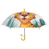 Menghao 3D Animal Kids Umbrellas-Tiger Butterfly Palm Leaf Automatic Open Rain & Rain Umbrella Child Safety Long Handle