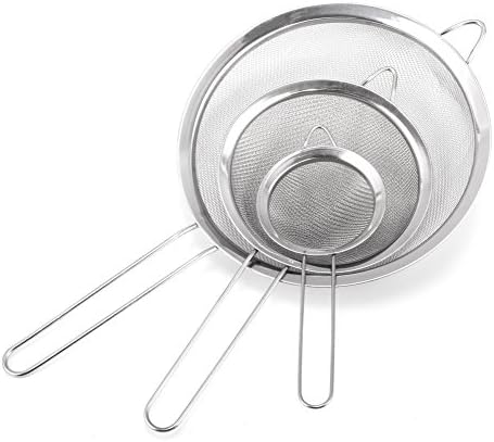 UsKitchen Set of 3 Fine Mesh Stainless Steel Strainers, Kitchen Strainer, Stainless Steel Strainer, For Quinoa, Pasta / Pasta, Yogurt, Tea and more.