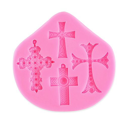 Dsmile 4 Pieces Cross Shape Silicone Pendant with 100 PCS Screw Eye Jewelry Casting Molds Silicone for DIY Jewelry Craft Making