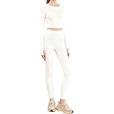 2 Piece Workout Sets for Women Open Back Long Sleeve Scrunch Hip Lifting Athletic Leggings Yoga Set