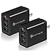 Quick Charge 3.0 USB Wall Charger, USINFLY 2-Pack 30W 3 Ports (QC3.0X1+2.4AX2) Adapter Fast Charging Adaptive Plug Compatible with Samsung Galaxy S10 S9 S8 Plus S7 S6 Edge Note 9, LG, Kindle, Tablet