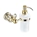 OWOFAN Liquid Soap Dispenser Pump 6.8 oz Wall Mounted Bathroom Lavatory Lotion Dispenser with Glass Bottle, Brass Golden HK-38K