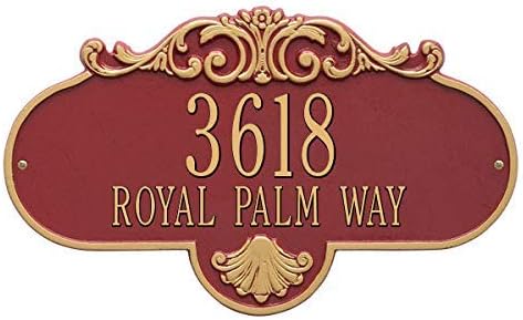 Address Signs - Whitehall Products 2018RG Rochelle - Grande Wall - Two Line in Red/Gold