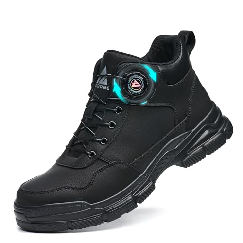 Safety Boots for Men Women Waterproof Work Boots Lightweight Safety Shoes Non-Slip Safety Footwear with Steel Toe Slippers Work Swivel Buckle