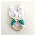 #1 Wooden Teether Ring With Minky Fabric Bunny Ears, Rainbow Stripe