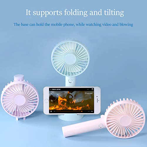 Battery Handheld Fan, Portable Battery Operated Fan : Rechargeable & Adjustable 3 Speeds Mini Personal Electric USB Fan with Desk Stand for Home/Office/Travel/Outdoor (Pink)