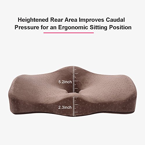 image for Orthopedic Memory Foam Seat Cushion for Lower Back Sciatica Coccyx Hem
