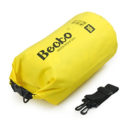 Becko 10L Yellow Dry Bag, Waterproof Case Pouch Include Shoulder Strap for Swimming, Surfing, Fishing, Boating, Skiing, Camping and Other Outdoor Sports, Protest Your Personal Item Against Water, Rain, Snow and Sweat (Yellow, 10L)