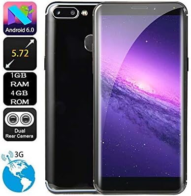 Junshion IPS Full Touch Screen Android 6.0 Smartphone Unlocked,3G GSM/WCDMA Dual SIM Cellphone,5.72" 18:9 HD Screen,1G RAM+4GB ROM Extended Memory 32G,2000mAh Battery,Dual HD Camera