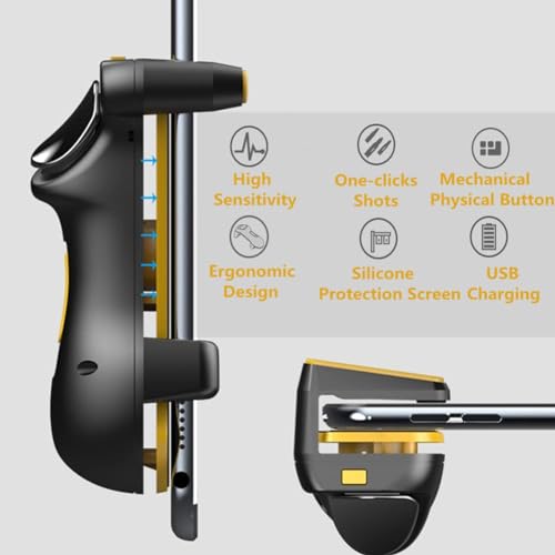 TERRIFI PUBG Mobile Game Controller Trigger with Rapid Fire, 4 Finger Gaming Grip, Joystick L1R1, Wireless Gamepad for iPad, Tablet, Android, ios