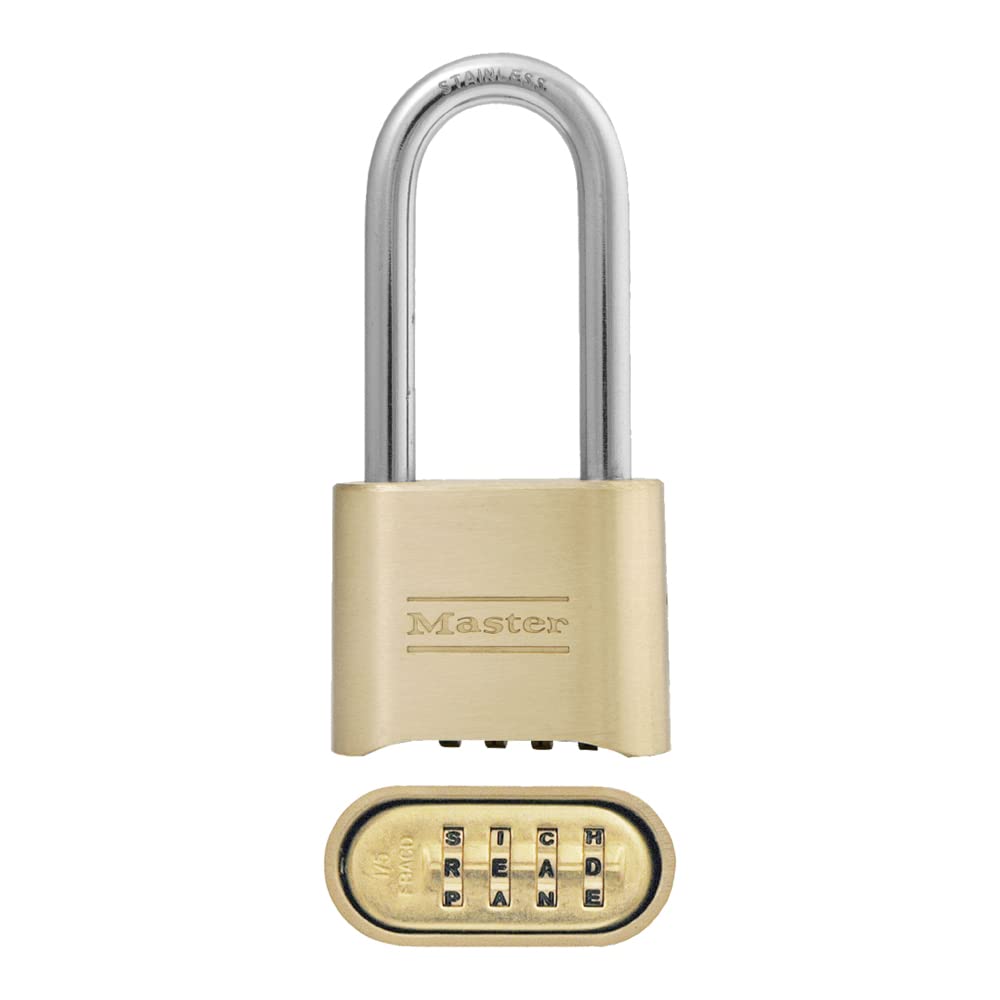 Master Lock 175DLHWD Combination Lock, Brass, 2-1/4 inch Shackle — image 1