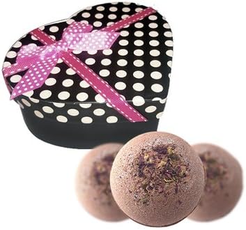 Bath Bombs Gift Set - Blissique Valentines Day 3 Lush Fizzies Heart Shaped Box Handmade in USA