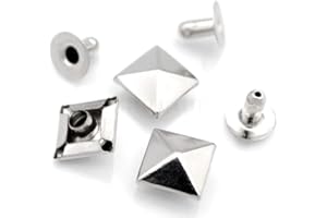CRAFTMEMORE 100pcs Spike Rivet Pyramid Rapid Rivet Studs Glam Rock Biker Nailheads Leathercraft Decorations (7 MM, Silver)