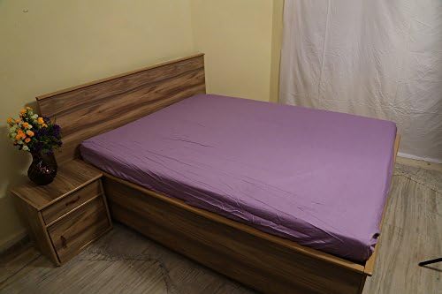 Sleepwell Linen Egyptian Cotton 300-Thread-Count Sateen Finish 1 Qty Fitted Sheet Queen-XL Size (+8 inch Drop) Lavender Solid