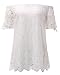 StyleDome Women Strapless Lace Off Shoulder Elegant Tie Short Sleeve Crochet Blouse Sexy Tee Tops Off White US 10