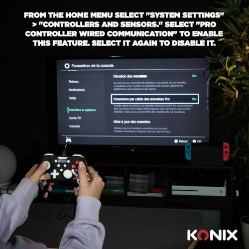 Konix One Piece Wired Controller für Nintendo Switch, Switch 2 und PC - Vibrationsfunktion - 3 m Kabel - Luffy-Motiv - Schwarz 3