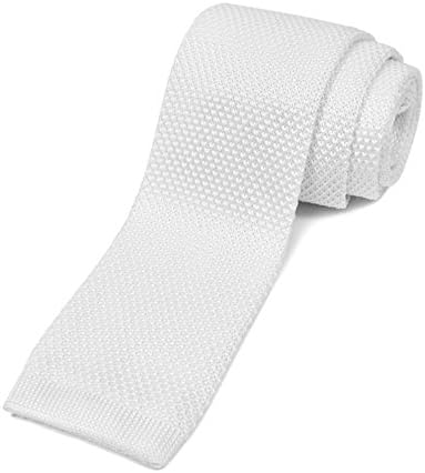 Men's Hipster Classic Solid 2.5" Knit Knitted Skinny Narrow Tie Necktie (Winter White)