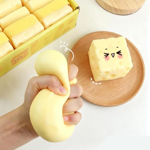 SLEEPHEAD® 10cm Large Cheese Squishy Slow Rising ，Cute Cheese Block Fidget Toy for Anxiety Relief Soft Silicone ，Squeeze Cheese Squishy Toy for Adults Teens Desk Decor & Party Favor