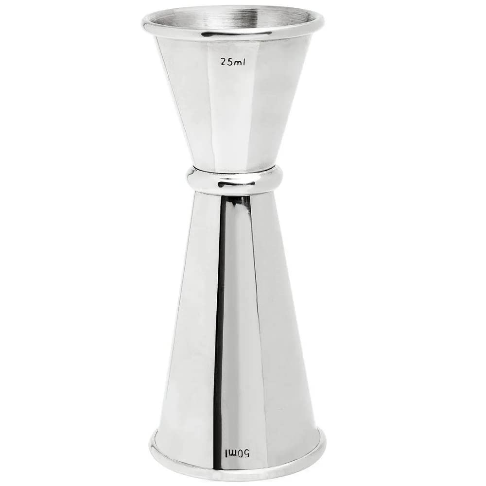 BarBits Stainless Steel Jigger Measure - 25ml & 50ml Double Sided Spirit Thimble Measure Cocktail Mixing