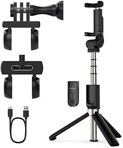 yoozon Upgraded Selfie Stick Bluetooth, Extendable Selfie Stick with Wireless Remote and Tripod Stand Selfie Stick for GoPro,Action Camera, iPhone XS MAX/XR/XS/X/Galaxy S9 Plus/Google&More (Black)
