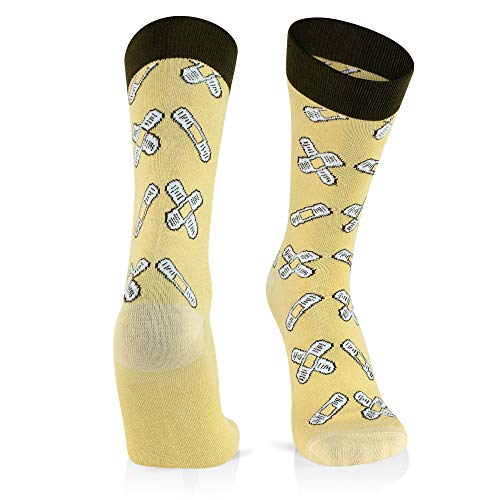 Cool Socks For Men: Mens Funny Dress Socks: Novelty Crazy & Funky Colorful Sock: Bandaid Health